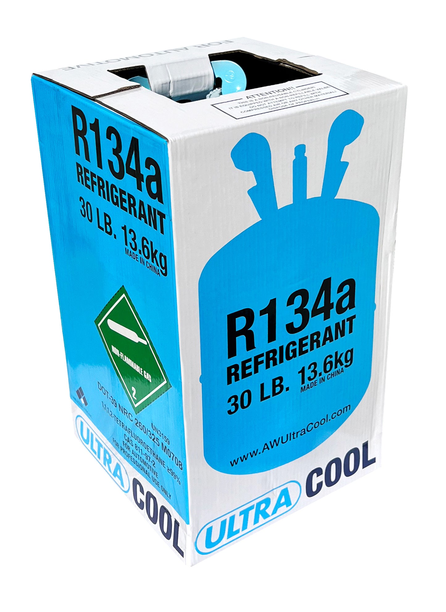UN3159 Refrigerant Gas R134a 30 LBS Cylinder