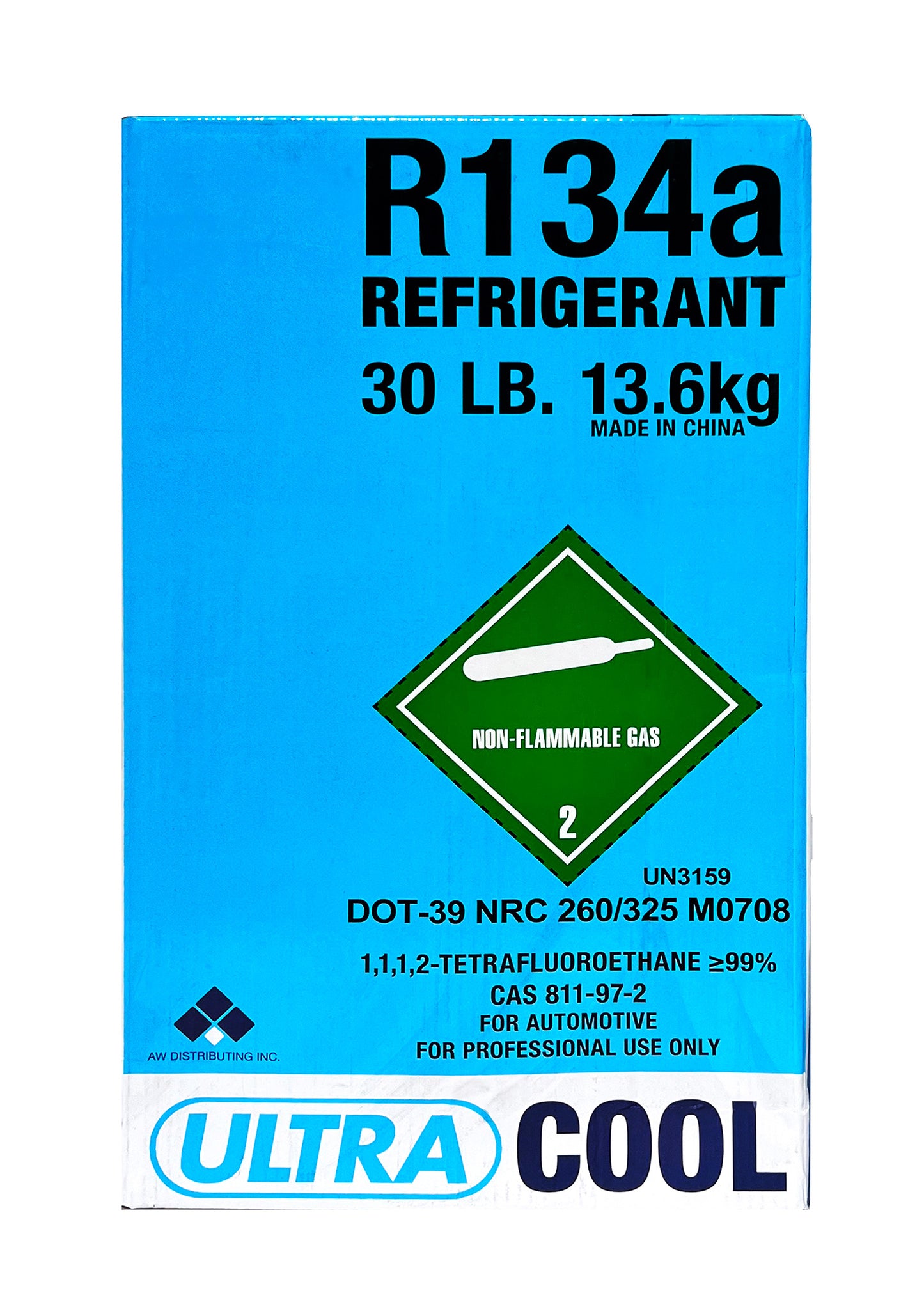 UN3159 Refrigerant Gas R134a 30 LBS Cylinder